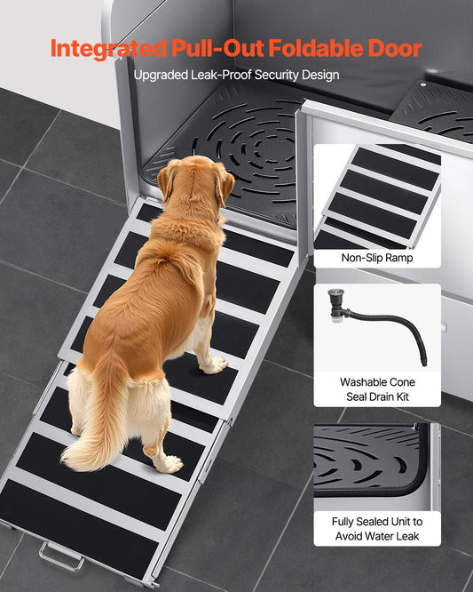 Professional Dog Washing Station 127cm - Premium Stainless Steel Grooming Tub (Fully Equipped)