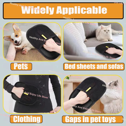 Pet Grooming Gloves - Hair Removal & Massage Tool for Dogs & Cats