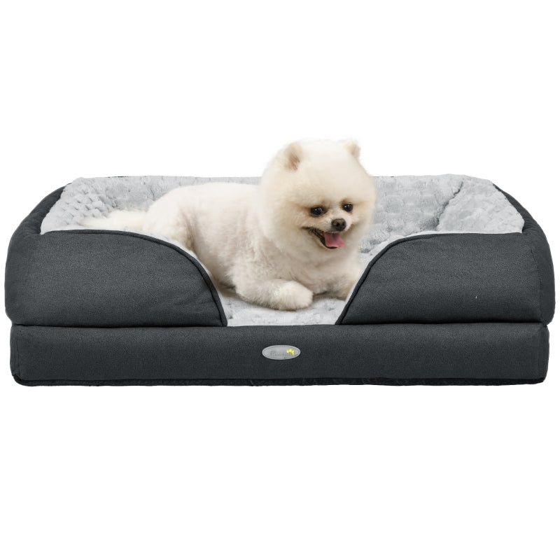 PawHut Calming Dog Bed Pet Mattress W Removable Cover, Anti-Slip Bottom, For Small Dogs, 70L X 50W X 18Hcm - Charcoal Grey