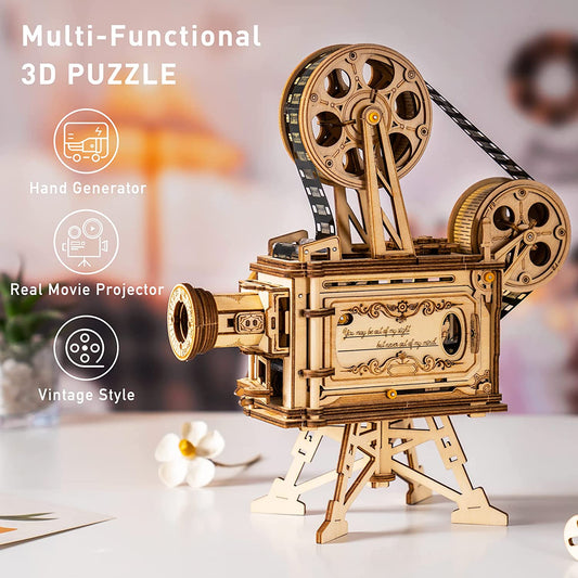 ROKR 3D Wooden Movie Projector Puzzle - Vitascope Mechanical Model Kit