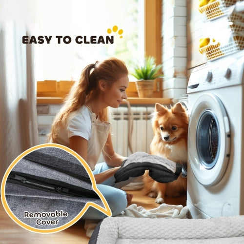 PawHut Calming Dog Bed Pet Mattress W  Removable Cover, Anti-Slip Bottom, For Large Dogs, 120L X 80W X 22Hcm - Charcoal Grey