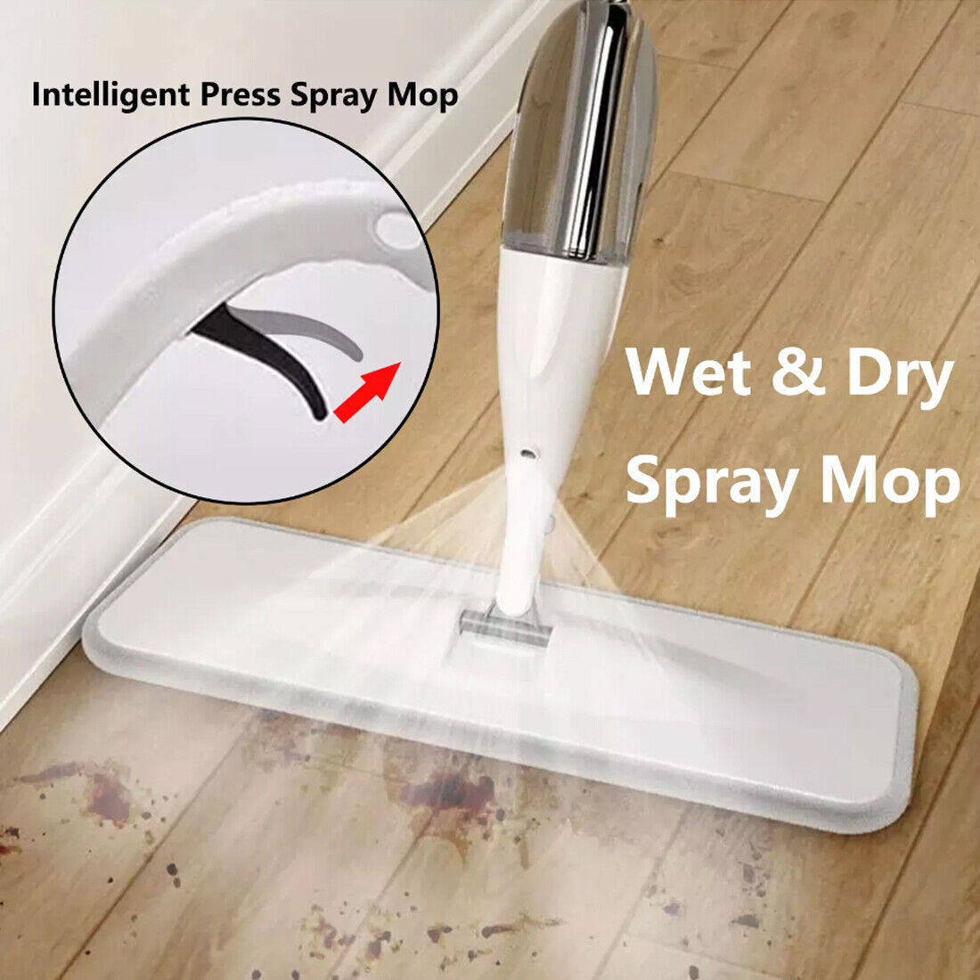 Spray Mop Microfibre Pad Floor Cleaning Mop For All Floor Types Bottle  2 Pads