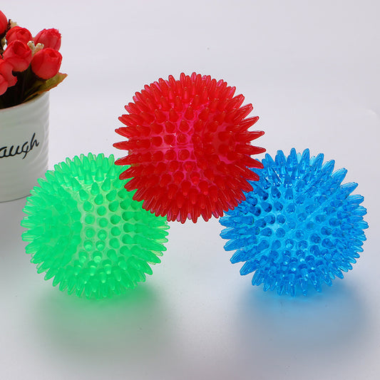 TPR Spiky Ball Dog Toy - Squeaky Chew Toy for Teeth Cleaning