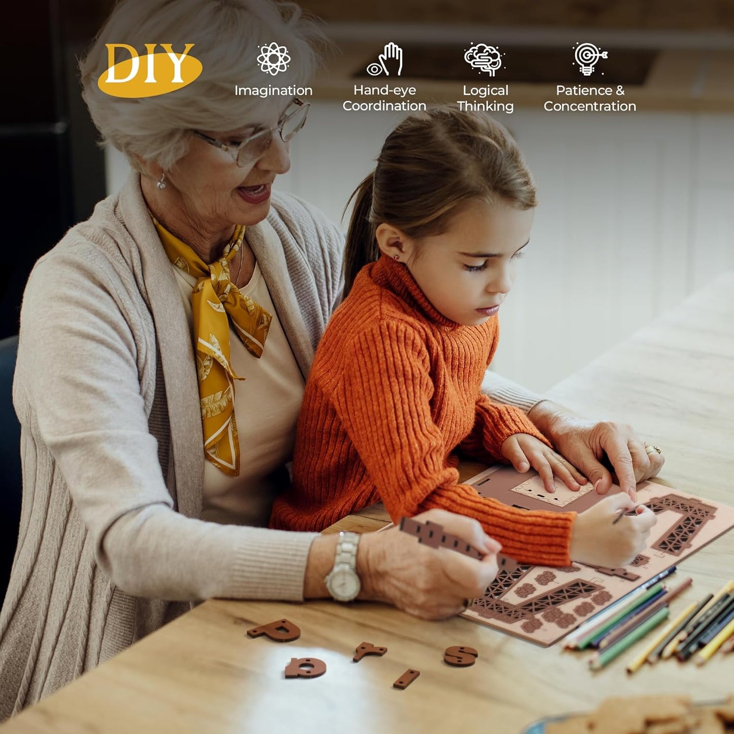 3D Wooden Eiffel Tower Puzzle with LED Lights - ROBOTIME Rolife Model Kit