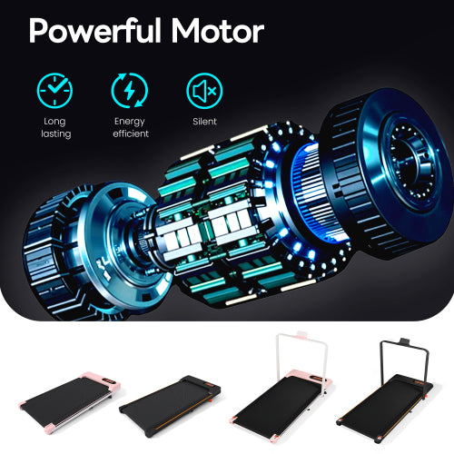 Folding Treadmill With Handrail & Adjustable Incline, 1-10 Km H Running Machine, Space Saving Low Noise Design, LED Display, Phone Holder, Remote Control, Transport Wheels  Plug, Pink.