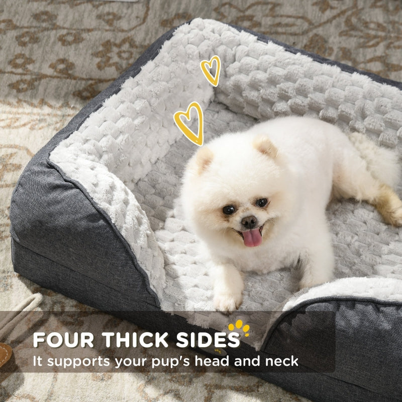 PawHut Calming Dog Bed Pet Mattress W Removable Cover, Anti-Slip Bottom, For Small Dogs, 70L X 50W X 18Hcm - Charcoal Grey