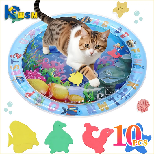Inflatable Water Play Mat for Cats & Dogs - Ocean Theme Sensory Toy
