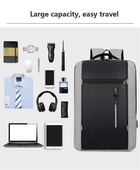 Waterproof Business Backpack for Men - 15.6 Inch Laptop Bag with USB Charging Port, Large Capacity Casual School Travel Pack