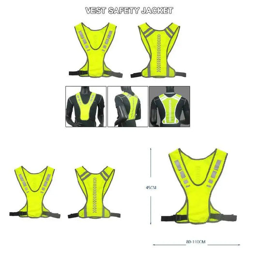 Reflective Safety Vest Jacket - Adjustable High Visibility Gear for Running, Cycling, Jogging & Motorcycle Night Use