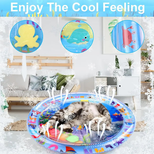 Inflatable Water Play Mat for Cats & Dogs - Ocean Theme Sensory Toy