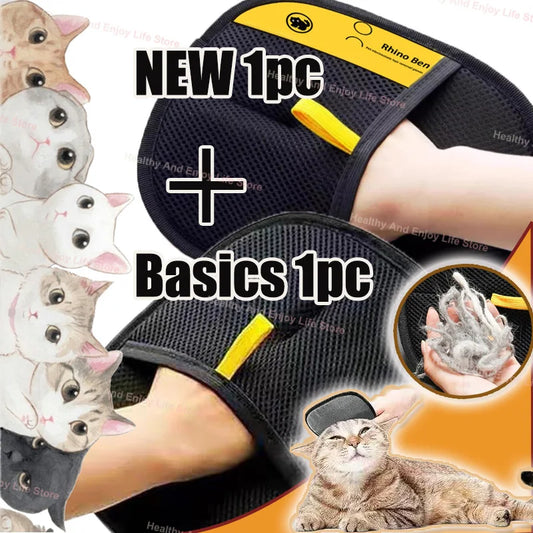 Pet Grooming Gloves - Hair Removal & Massage Tool for Dogs & Cats