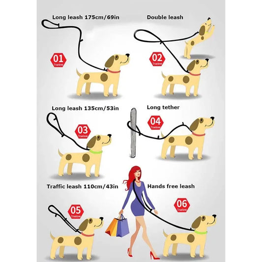 TrueLove 7-in-1 Dog Lead - Hands-Free Multi-Function Reflective Leash (UK Best Seller)