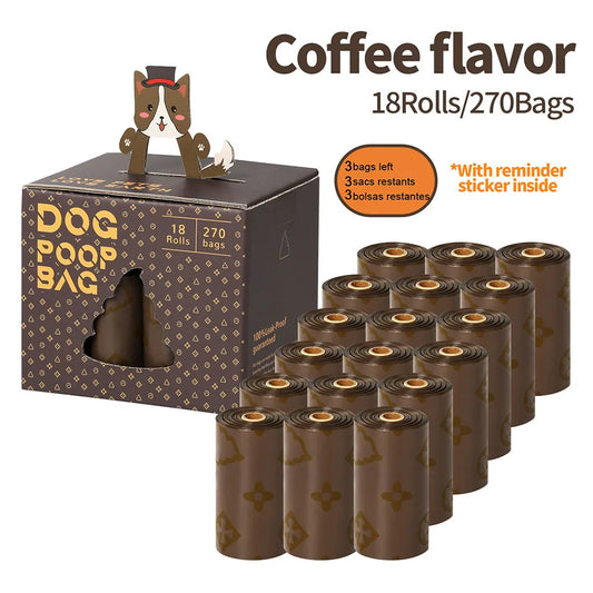 Biodegradable Dog Poo Bags – Extra Thick, Leakproof & Coffee Scented (270 Bags)