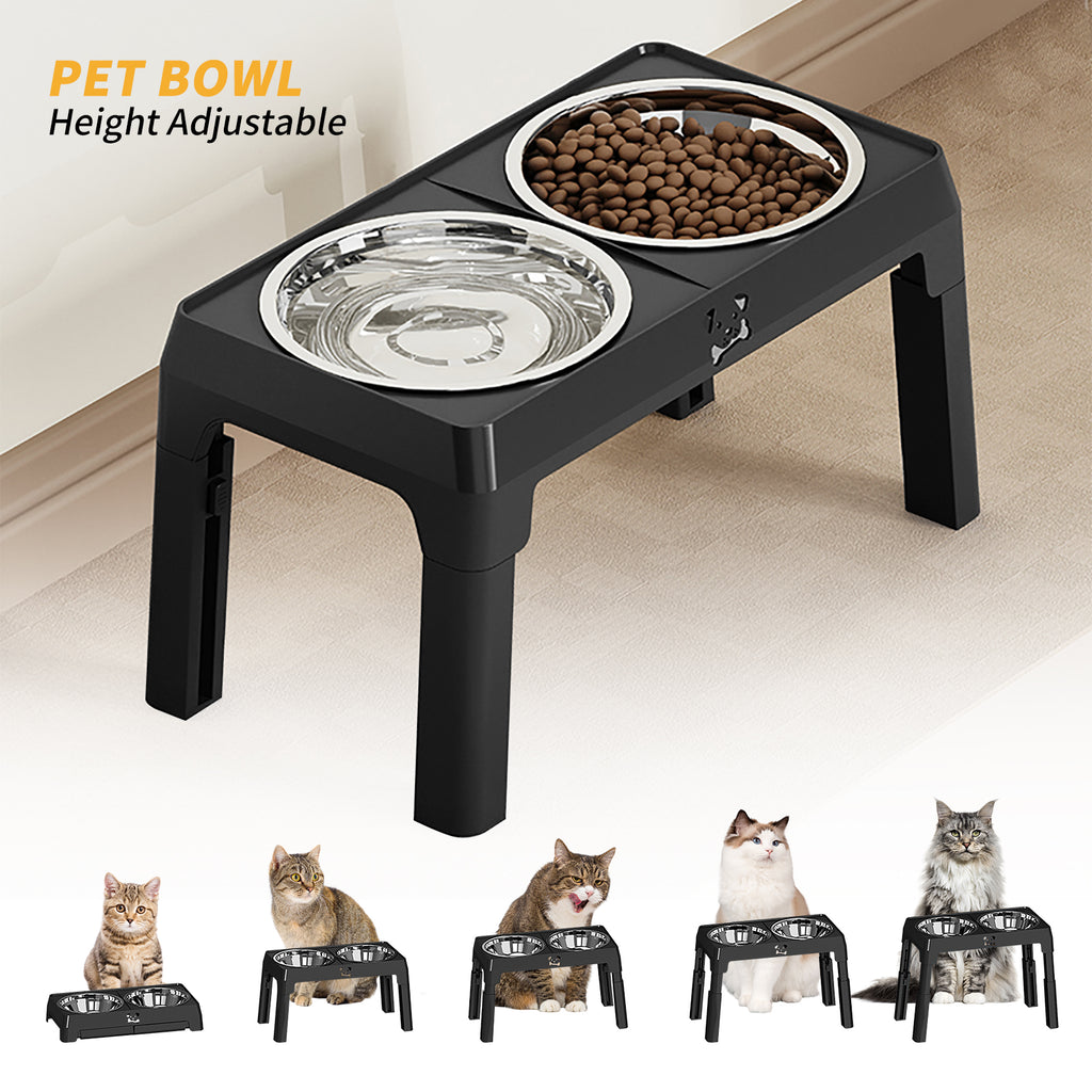 Adjustable Elevated Dog Bowl Stand - Stainless Steel Anti-Slip Feeder for Small & Medium Dogs | Ergonomic, Vet-Recommended Design for Healthy Posture & Digestion