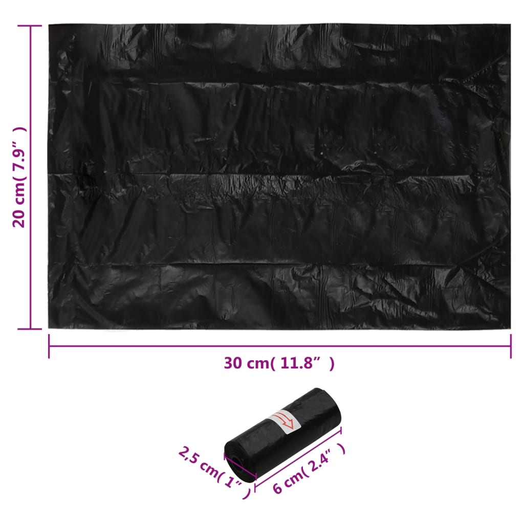 Dog Poop Bags 750 pcs. Black 30x20 cm PE