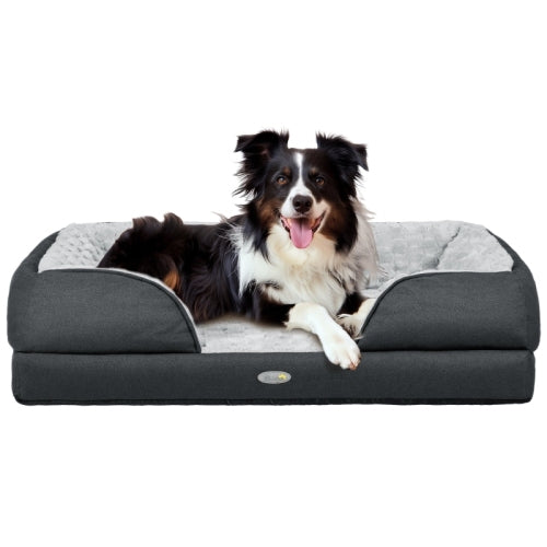 PawHut Calming Dog Bed Pet Mattress W Removable Cover, Anti-Slip Bottom, For Medium Dogs, 90L X 69W X 21Hcm - Charcoal Grey