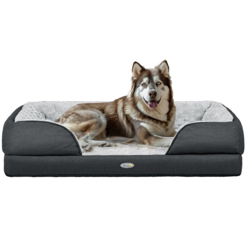 PawHut Calming Dog Bed Pet Mattress W  Removable Cover, Anti-Slip Bottom, For Large Dogs, 120L X 80W X 22Hcm - Charcoal Grey