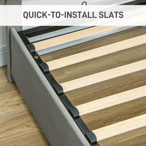 HOMCOM Double Size Ottoman Bed Frame, With Front Drawer - Grey